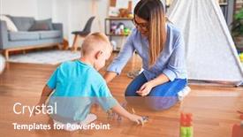  Presentation with child soldiers - Beautiful PPT theme featuring young-caucasian-child-playing backdrop and a coral colored foreground