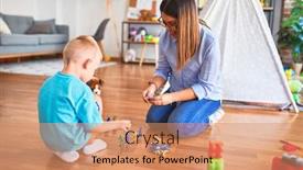  Presentation with child soldiers - Amazing slide set having young-caucasian-child-playing backdrop and a coral colored foreground