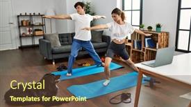  Presentation with training - Slides having young-caucasian-couple-concentrate-training background and a tawny brown colored foreground