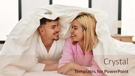  Presentation with catholic couple silhouette of young - Theme consisting of young-caucasian-couple-covering background and a coral colored foreground