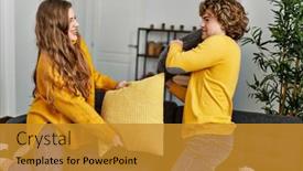  Presentation with confident - Theme having young-caucasian-couple-smiling-confident background and a gold colored foreground