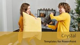  Presentation with confident - PPT layouts enhanced with young-caucasian-couple-smiling-confident background and a gold colored foreground