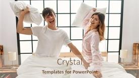  Presentation with young happy couple - PPT theme with young-caucasian-couple-smiling-happy background and a lemonade colored foreground