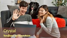  Presentation with young happy couple - PPT theme with young-caucasian-couple-smiling-happy background and a  colored foreground