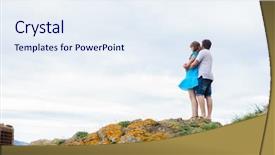  Presentation with hill - PPT layouts having young-caucasian-couple-stand background and a sky blue colored foreground