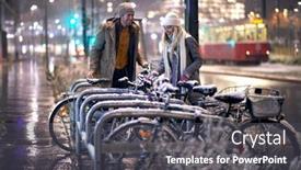  Presentation with bicycles - Beautiful slides featuring young-caucasian-couple backdrop and a dark gray colored foreground