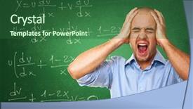  Presentation with teacher stress - PPT theme with young caucasian desperate teacher background and a  colored foreground