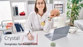  Presentation with mental health - Presentation theme having young-caucasian-doctor-woman-holding background and a light gray colored foreground