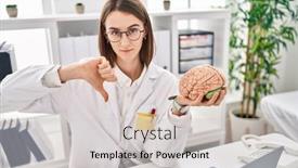  Presentation with mental health - Presentation theme featuring young-caucasian-doctor-woman-holding background and a light gray colored foreground