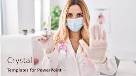  Presentation with defense - Slide deck with young-caucasian-doctor-woman-holding background and a lemonade colored foreground