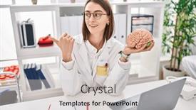  Presentation with mental health - Slides having young-caucasian-doctor-woman-holding background and a light gray colored foreground