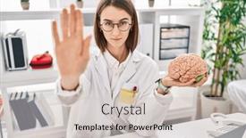  Presentation with mental health - Theme with young-caucasian-doctor-woman-holding background and a light gray colored foreground