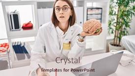  Presentation with mental - Presentation design enhanced with young-caucasian-doctor-woman-holding background and a  colored foreground