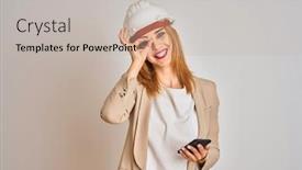  Presentation with woman engineer - Presentation having young-caucasian-engineer-woman-using background and a soft green colored foreground