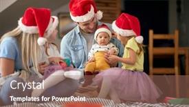  Presentation with baby christmas - Presentation theme consisting of young-caucasian-family-gathered background and a coral colored foreground