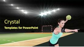  Presentation with handball sport - Presentation theme with young-caucasian-female-handball-player background and a wine colored foreground