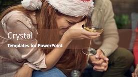  Presentation with glass - Slide set consisting of young-caucasian-female-holding-glass background and a tawny brown colored foreground