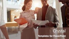 Presentation with business report - Presentation with young-caucasian-female-leaned background and a tawny brown colored foreground