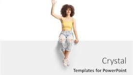  Presentation with afro - Presentation consisting of young-caucasian-female-with-afro background and a white colored foreground