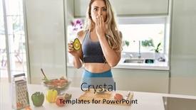  Presentation with woman covering man mouth hand - PPT theme with young-caucasian-fitness-woman-wearing background and a  colored foreground