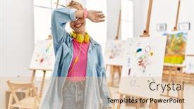  Presentation with art - Slides consisting of young-caucasian-girl-at-art background and a lemonade colored foreground