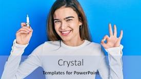  Presentation with spark - Presentation theme with young-caucasian-girl-holding-spark background and a light blue colored foreground