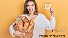  Presentation with shape heart - Presentation theme consisting of young-caucasian-girl-holding-wicker background and a coral colored foreground