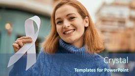  Presentation with awareness - Amazing presentation design having young-caucasian-girl-smiling-happy backdrop and a ocean colored foreground