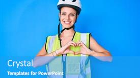  Presentation with romantic love - Theme enhanced with young-caucasian-girl-wearing-bike background and a teal colored foreground