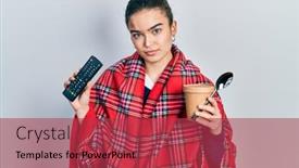  Presentation with ice cream - Presentation design featuring young-caucasian-girl-wearing-blanket background and a red colored foreground