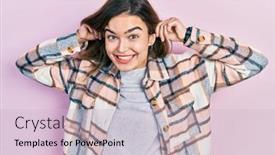  Presentation with ears - PPT layouts with young-caucasian-girl-wearing-casual background and a lemonade colored foreground