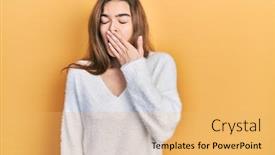  Presentation with sleepiness - Slide deck consisting of young-caucasian-girl-wearing-casual background and a yellow colored foreground