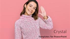  Presentation with wool - Slide set enhanced with young-caucasian-girl-wearing-wool background and a coral colored foreground