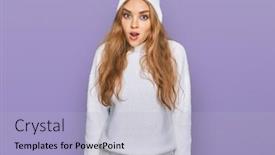  Presentation with wool - PPT theme having young-caucasian-girl-wearing-wool background and a light blue colored foreground