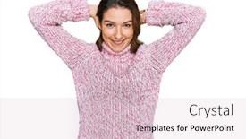  Presentation with wool - Colorful presentation design enhanced with young-caucasian-girl-wearing-wool backdrop and a lemonade colored foreground