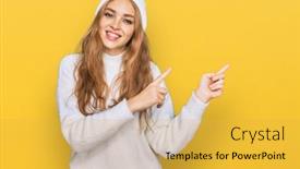  Presentation with wool - Beautiful slide deck featuring young-caucasian-girl-wearing-wool backdrop and a yellow colored foreground