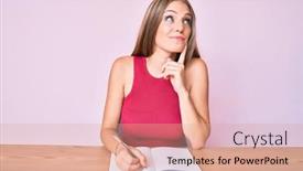  Presentation with notebook - Theme enhanced with young-caucasian-girl-writing-notebook background and a coral colored foreground