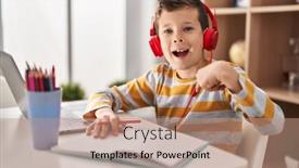  Presentation with homework - PPT layouts with young-caucasian-kid-doing-homework background and a  colored foreground