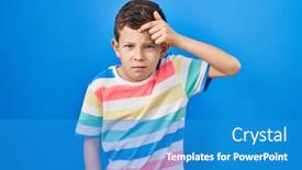  Presentation with skin infection - PPT theme with young-caucasian-kid-standing-over background and a teal colored foreground