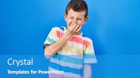  Presentation with bad breath - Presentation design having young-caucasian-kid-standing-over background and a teal colored foreground