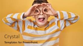  Presentation with tongue - Slide deck consisting of young-caucasian-kid-standing-over background and a coral colored foreground