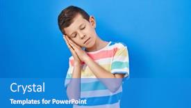  Presentation with blue eyes - Theme enhanced with young-caucasian-kid-standing-over background and a teal colored foreground