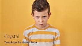  Presentation with negative - Presentation enhanced with young-caucasian-kid-standing-over background and a yellow colored foreground