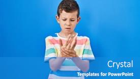  Presentation with inflammation - PPT theme with young-caucasian-kid-standing-over background and a teal colored foreground