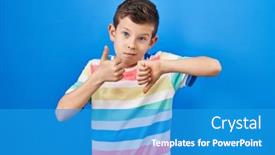  Presentation with conflict - Presentation having young-caucasian-kid-standing-over background and a teal colored foreground