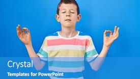  Presentation with meditation - Slide deck having young-caucasian-kid-standing-over background and a teal colored foreground
