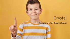  Presentation with number - Presentation theme featuring young-caucasian-kid-standing-over and a yellow colored foreground