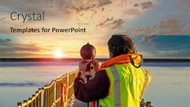  Presentation with security camera access 360 - Slide deck with young-caucasian-male-setting-up background and a coral colored foreground