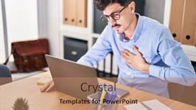  Presentation with chest pain - Presentation theme enhanced with young-caucasian-man-business-worker background and a coral colored foreground