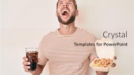  Presentation with container fast food packaging - Audience pleasing slide deck consisting of young-caucasian-man-eating-fast backdrop and a lemonade colored foreground